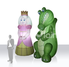 Bühnendeko - aufblasbares Krokodil und Prinzessin für die Band "Höhner"